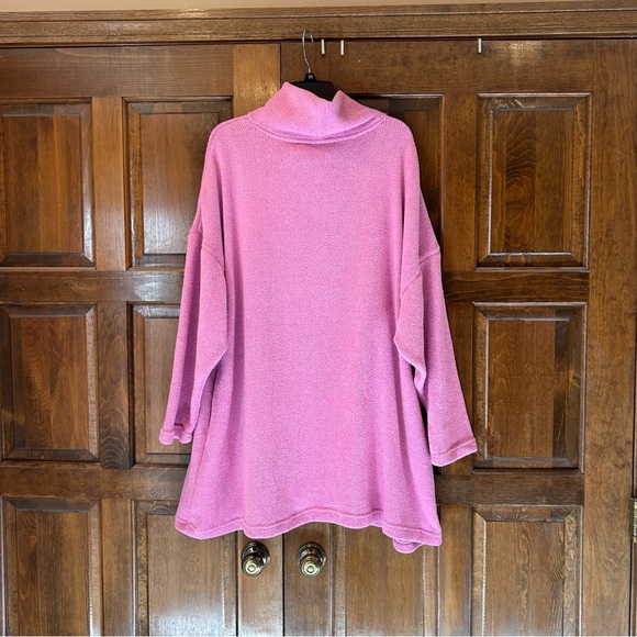 Free people Beach Electric Pink Ottoman Slouchy Tunic Sweater Women Large Fleece - Picture 2 of 8